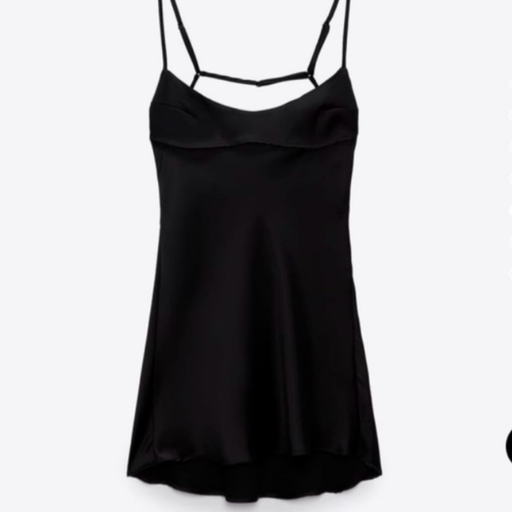 Zara Black Satin Viral Mini Dress Women’s Size XS